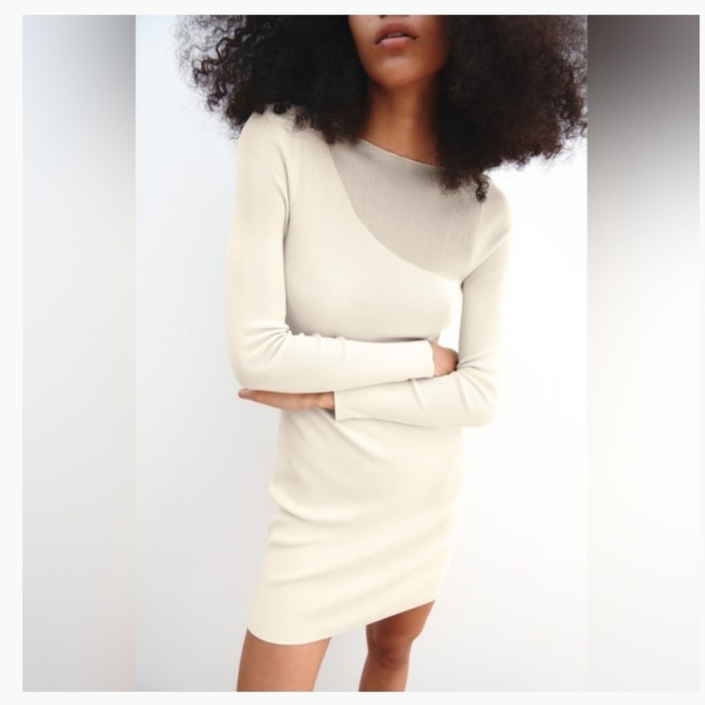 Zara Cream Long Sleeve Dress